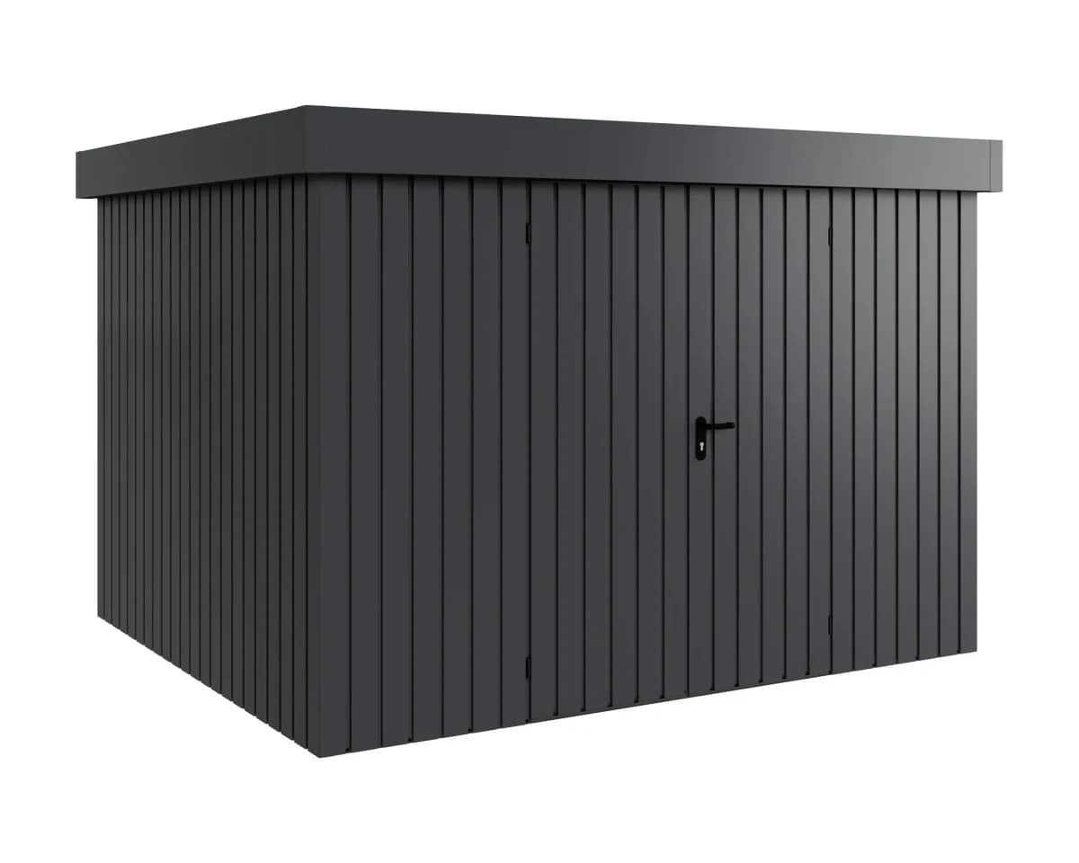 Render Zuluna 277 × 325 cm, antracyt, bez świetlika, drzwi dwuskrzydłowe, ujęcie 1