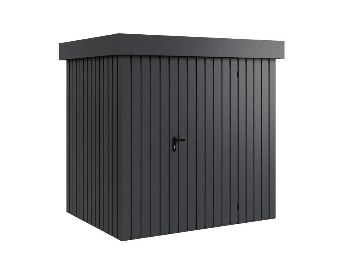 Render Zuluna 181 × 229 cm, antracyt, bez świetlika, drzwi jednoskrzydłowe, ujęcie 1